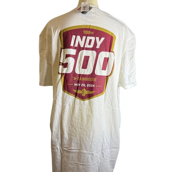Indy 500 Official Two-Sided Logo Graphic Tee, White, Size XL, NWT - Picture 2 of 6